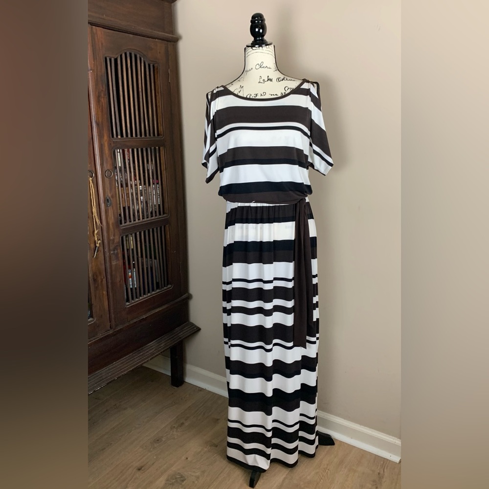 Chico's Knit Kit Striped Maxi Dress